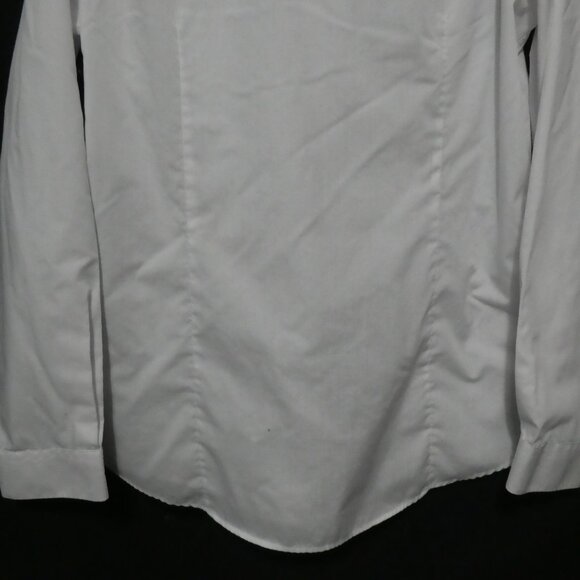 H&M | large | Slim Fit | White Long Sleeve Dress Shirt | Black Buttons - Picture 13 of 14
